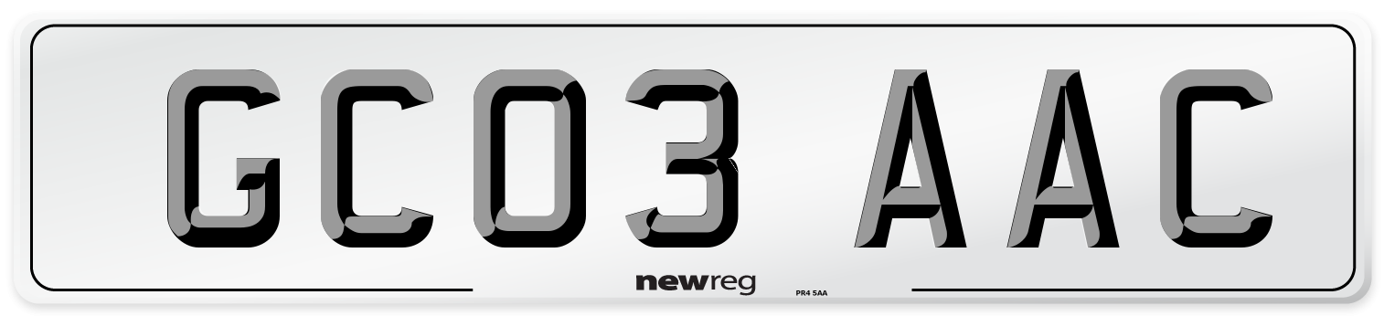 GC03 AAC Number Plate from New Reg